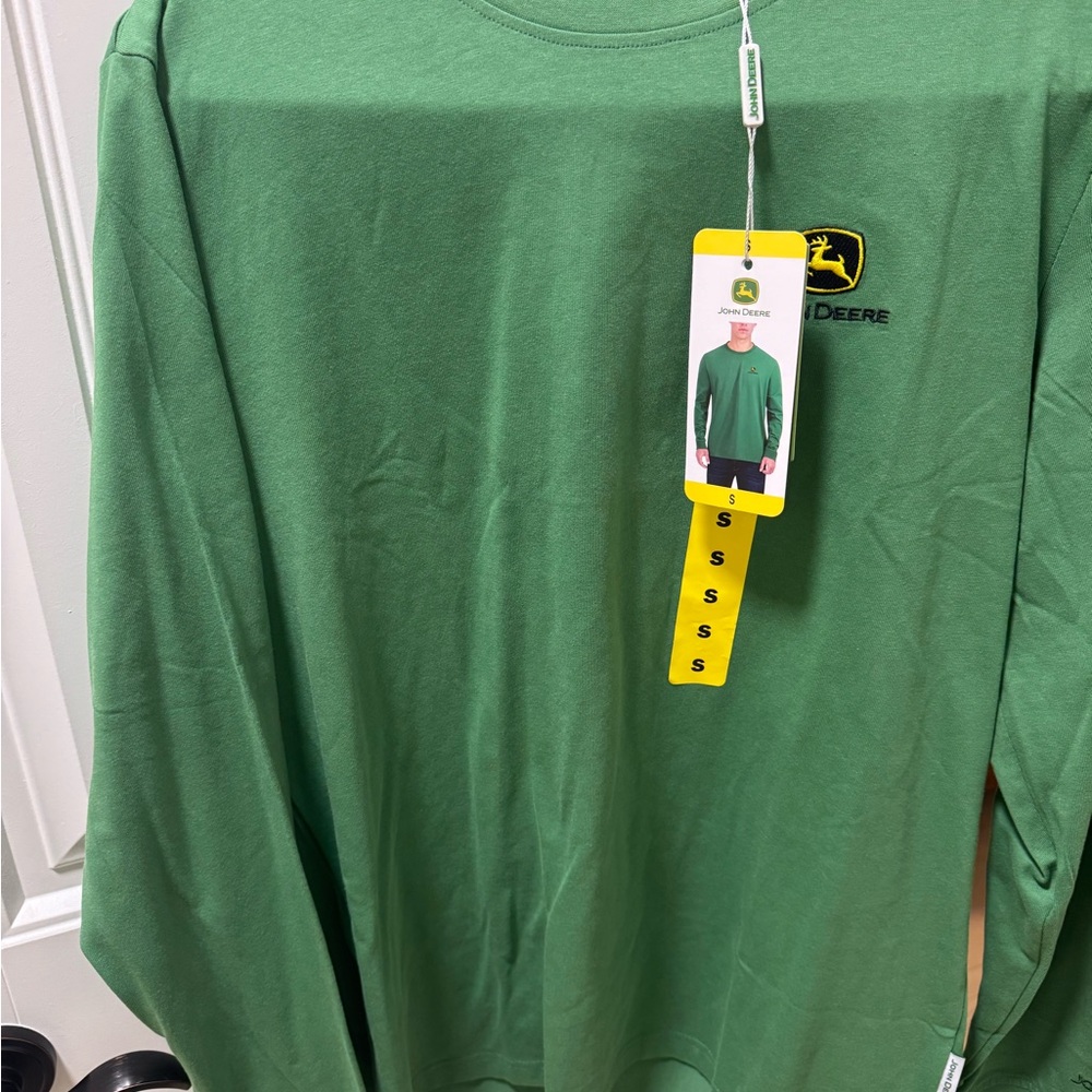 John Deere Green Long-Sleeve Crewneck Shirt with Logo